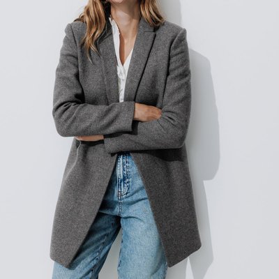Manteau mi long gris clair femme La Redoute