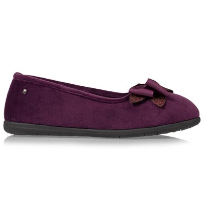 Chaussons Ballerines en microvelours avec un détail nœud ISOTONER