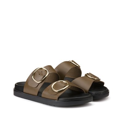 Mules en cuir double boucles, Signatures LA REDOUTE COLLECTIONS