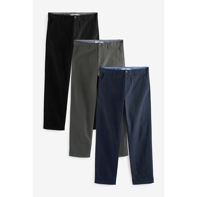 Pantalons chino droits stretch, lot de 3 NEXT