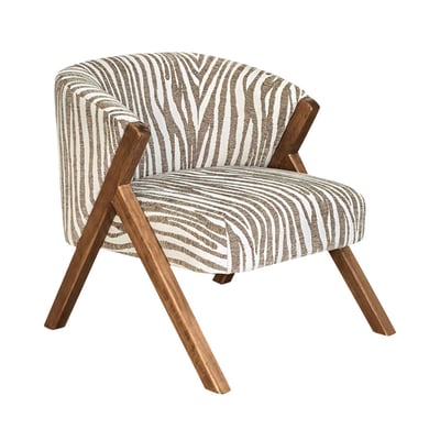 Fauteuil imprimé zèbre pieds bois foncé- MALOU DRAWER