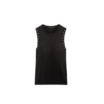 Pull sans manches tricot décor strass IKKS