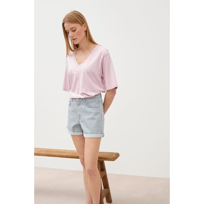 Short mom taille haute en jeans BONOBO
