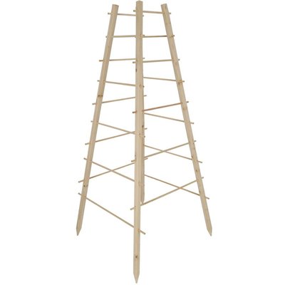 Support en bois de pin pour plantes 4 piquets Pyramide JARDINDECO