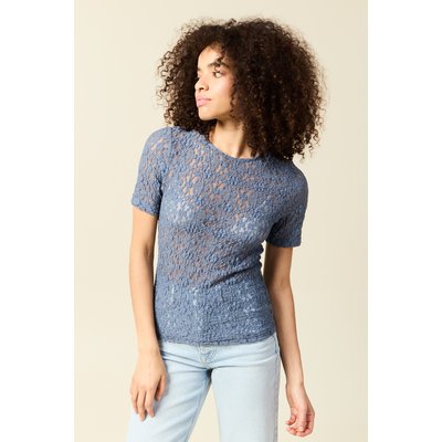 T-shirt cintré col rond dentelle BONOBO