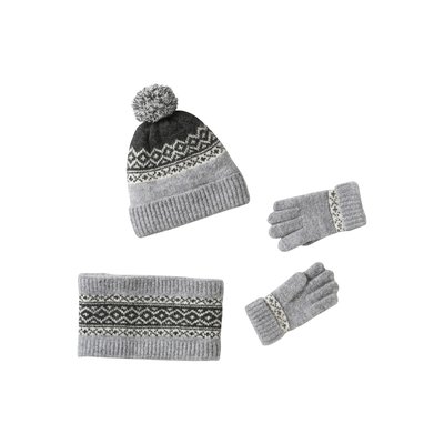 Ensemble bonnet + snood + gants ou moufles jacquard VERTBAUDET