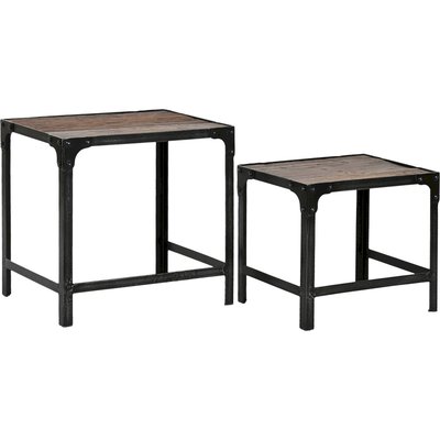 Ensemble table d'appoint bois fer style rustique RECOLLECTION