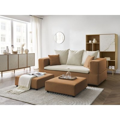 Canapé droit convertible 4 places en tissu velours côtelé et tissu chiné, LEANDRE BOBOCHIC
