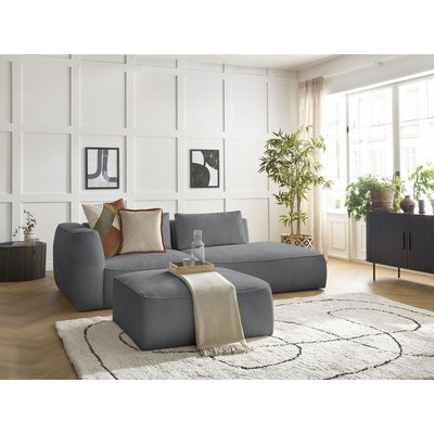 Canapé droit fixe 4 places en tissu texturé avec pouf, LEOPOLD BOBOCHIC