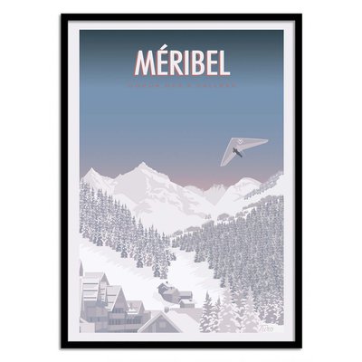 Affiche d’art et cadre noir 30 x 40 cm - Méribel - Turo WALL EDITIONS