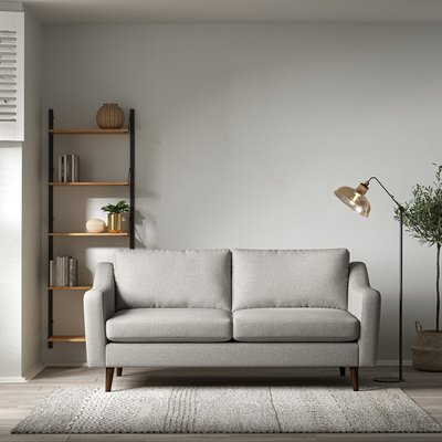 Rosa Curve Soft Woven 3 Seater Sofa with Dark Wood Legs SO'HOME