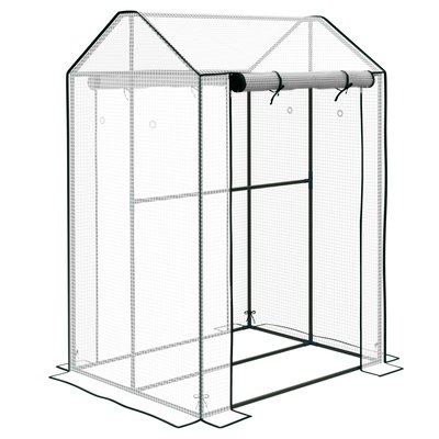 Serre de jardin 0,8 m² - 2 espaces, 2 portes enroulables - acier PE transparent OUTSUNNY