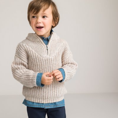 Trui met truckerskraag in fijn pareltricot LA REDOUTE COLLECTIONS
