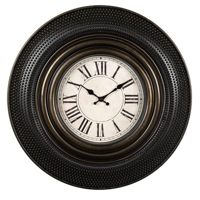 Horloge murale ronde noire et dorée 51x51x5cm WADIGA