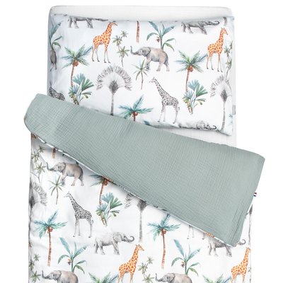 Parure de lit réversible en satin et gaze de coton SAFARI SEVIRA KIDS