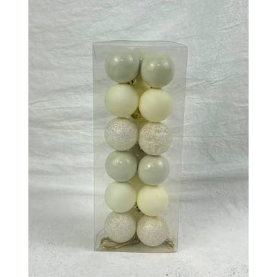 Lot de 18 boules de Noël en plastique écru D. 30 mm FEERIC LIGHTS & CHRISTMAS