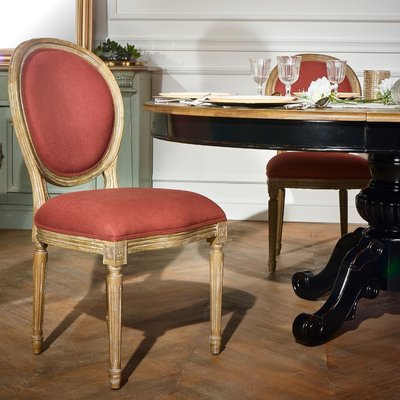 Lot de 2 chaises en bois et lin MEDAILLON ROBIN DES BOIS