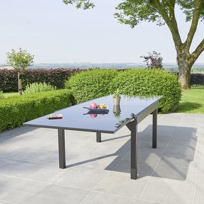 Table de jardin en aluminium noir extensible 8/12 places MODULO BERAH GETAH