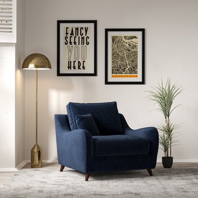 Amelia Velvet Armchair with Dark Wood Legs SO'HOME