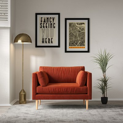 Gabriela Modern Velvet Snuggle Chair with Light Wood Legs & Feather Fillings SO'HOME