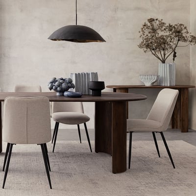 Chaises de salle à manger en tissu beige (lot de 4) - CORINE HELLIN, DEPUIS 1862