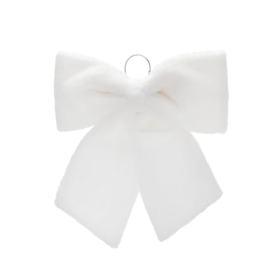 44cm Nordic Lights Decorative White Faux Fur Fabric Bow SO'HOME