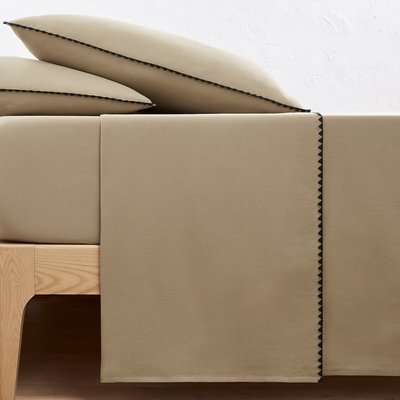 Unifarbenes Leintuch Merida aus vorgewaschener Baumwolle, bestickt LA REDOUTE INTERIEURS