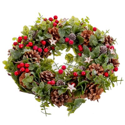 Couronne de l'Avent synthétique décoration Noël Houx - 35cm WADIGA