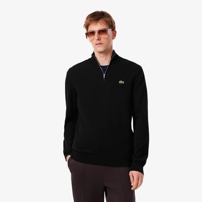 Pull zippé coton uni col montant LACOSTE