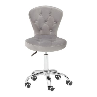 Velvet Button Backed Office Chair with Chrome Base SO'HOME