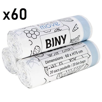 Lot de 60 sacs poubelles BINY KITCHEN MOVE