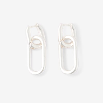 Boucles d'oreilles anneaux rectangulaires argentés BALABOOSTE