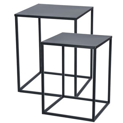 Set de 2 tables basses en métal noir 35x35x45cm WADIGA
