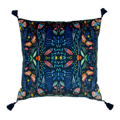 Kaleidoscopic Nature Print Velvet Filled Cushion 50x50cm FURN.