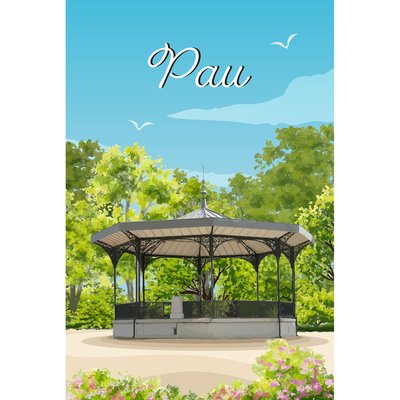 Tableau Mural Illustration Kiosque Jardin Pau CONTEMPORAIN URBAIN CEANOTHE