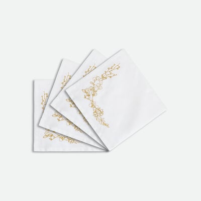 Lot de 4 serviettes de table brodées, en coton lavé, EVANNA LA REDOUTE INTERIEURS