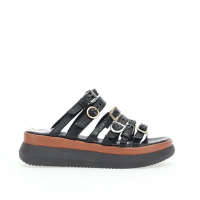 Leather Platform Mules with Multiple Straps MJUS