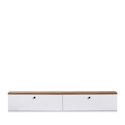 Meuble tv suspendu 2 portes plateau bois foncé L140cm- YARA DRAWER