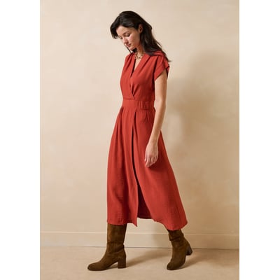 Robe longue cintrée à cache-cœur LA FEE MARABOUTEE