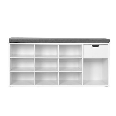 Banc de rangement chaussures blanc 10 niches 1 tiroir CALICOSY