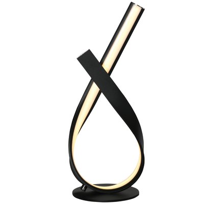 Lampe à poser design contemporain spirale alu. noir LED blanc chaud HOMCOM