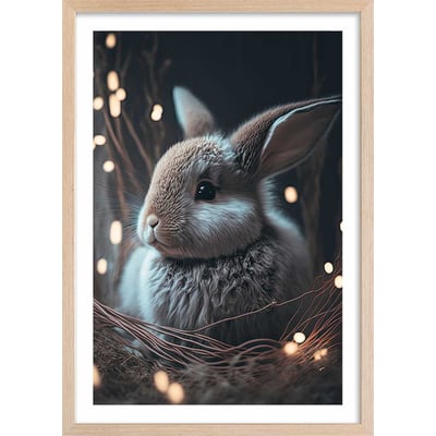 Affiche enfant lapin dans le nid HEXOA