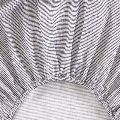 Drap housse en percale de coton gris, HEURE BLEUE DESFORGES