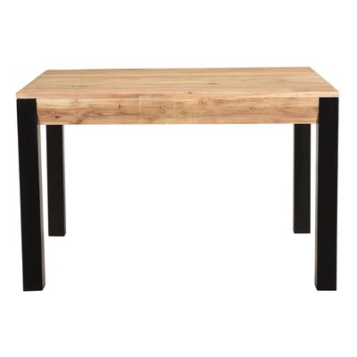 Table extensible rallonges intégrées rectangulaire en bois massif et métal noir L120-210 cm TRAP MILIBOO