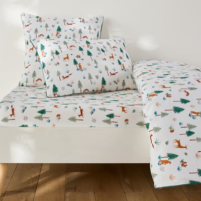 Sábana ajustable para cama infantil, de franela, altura 25 cm, estampado de animales, GRIZZLY LA REDOUTE INTERIEURS