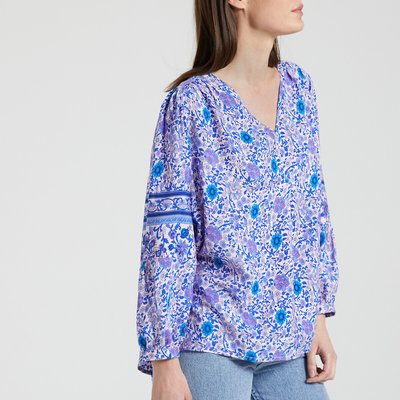 Blusa estampada con cuello de pico SEE U SOON