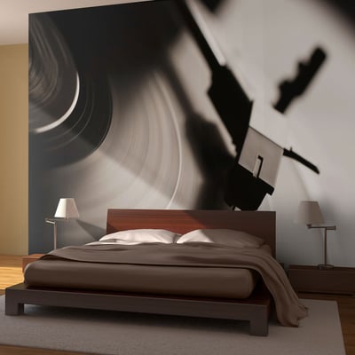 Papier peint intissé panoramique Hobby Gramophone et disque vinyle EDEN