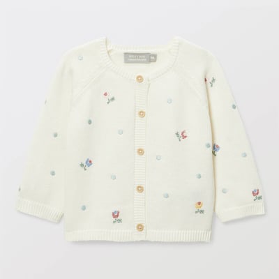 Cardigan brodé en point de croix en coton BOUT'CHOU