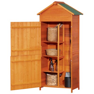 Armoire de jardin 3 étagères 2 portes loquets toit pente bitumé pin pré-huilé OUTSUNNY