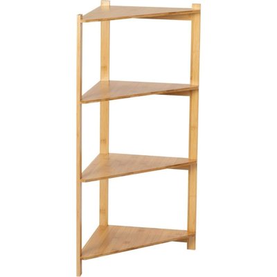 Étagère d'angle en bambou naturel finition vernie pour salle de bain RECOLLECTION